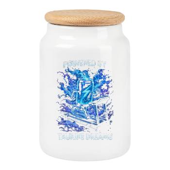Energy Drink Powered By Taurine Dreams - Cookie Jar with Wooden Lid - white - Front