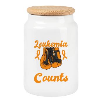 Mois de la leucémie Illumination Septembre Tenue orange - Boîte à biscuits avec couvercle en bois - blanc - Devant