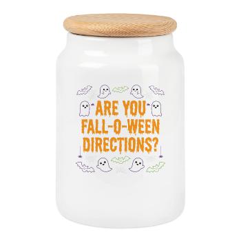 Are you an Autumn O-Ween Instruction Teacher? Hallow - Cookie Jar with Wooden Lid - white - Front