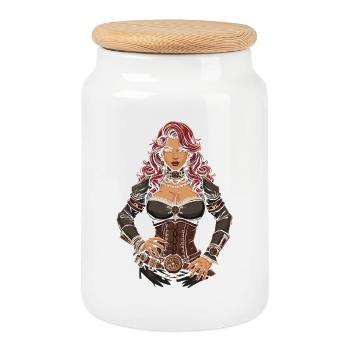 Femmes Steampunk Magnifiques Steampunk - Boîte à biscuits avec couvercle en bois - blanc - Devant