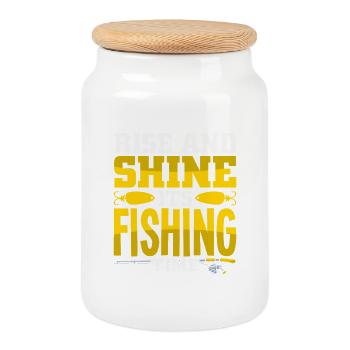 Fisherman Sport Fisherman Fishing Angler Saying - Cookie Jar with Wooden Lid - white - Front