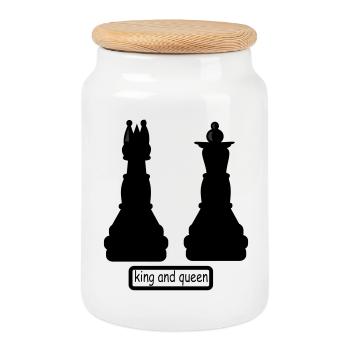 king_and_queen - Keksdose mit Holzdeckel - Weiß - Vorne