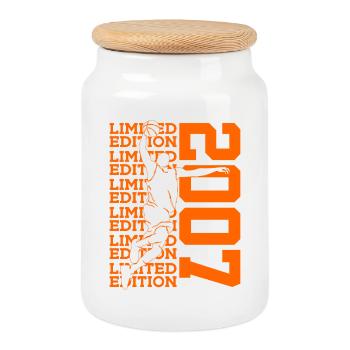 LIMITED EDITION 2007 BASKETBALL 19TH BIRTHDAY - Cookie Jar with Wooden Lid - white - Front