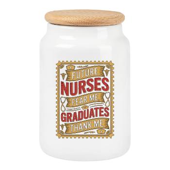 Éducateur en soins infirmiers Futurs infirmiers Fear Me Manager infirmier - Boîte à biscuits avec couvercle en bois - blanc - Devant