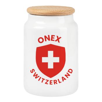 Bouclier suisse avec croix blanche - Boîte à biscuits avec couvercle en bois - blanc - Devant