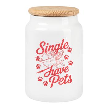 Valentine's Day with pets - Cookie Jar with Wooden Lid - white - Front