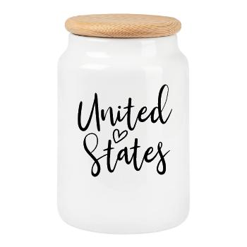 Cœur des États-Unis Amour des Femmes USA - Boîte à biscuits avec couvercle en bois - blanc - Devant