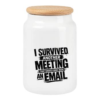 Witziges Bürohumor Meeting E-Mail Design - Keksdose mit Holzdeckel - Weiß - Vorne