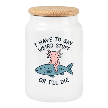 Un Idiot drôle d’Axolotl dit un mème Idée de cadeau drôle - Boîte à biscuits avec couvercle en bois - blanc - Devant