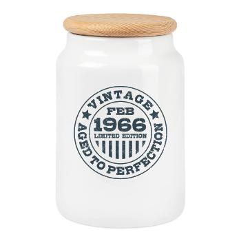 Édition limitée cadeau d’anniversaire de février 1966 - Boîte à biscuits avec couvercle en bois - blanc - Devant