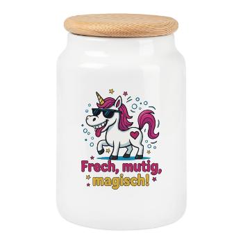 Cool Unicorn – Cheeky, Bold, Magical Design - Cookie Jar with Wooden Lid - white - Front