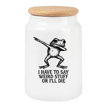 Idée de cadeau amusant humoristique de grenouille qui dit un mème - Boîte à biscuits avec couvercle en bois - blanc - Devant