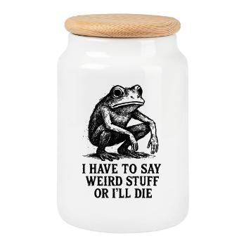 Idée de cadeau amusant humoristique de grenouille qui dit un mème - Boîte à biscuits avec couvercle en bois - blanc - Devant