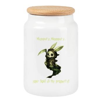 Grim Bunny – Your soul is mine! - Cookie Jar with Wooden Lid - white - Front
