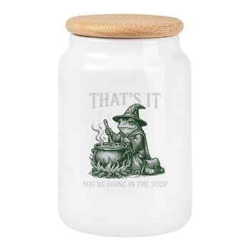 Frog Wizard – You're going in the Soup Design - Keksdose mit Holzdeckel - Weiß - Vorne