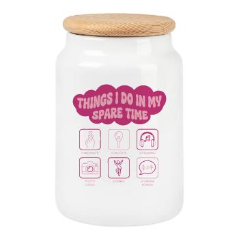 Choses que je fais pendant mon temps libre Kpop coréenne - Boîte à biscuits avec couvercle en bois - blanc - Devant