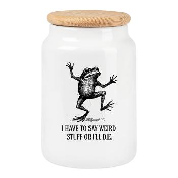 Idée de cadeau amusant humoristique de grenouille qui dit un mème - Boîte à biscuits avec couvercle en bois - blanc - Devant