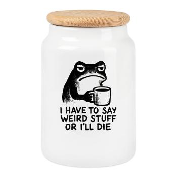 Idée de cadeau amusant humoristique de grenouille qui dit un mème - Boîte à biscuits avec couvercle en bois - blanc - Devant