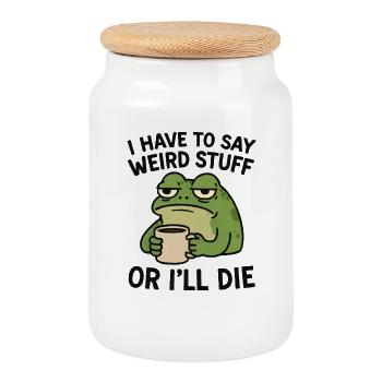 Idée de cadeau amusant humoristique de grenouille qui dit un mème - Boîte à biscuits avec couvercle en bois - blanc - Devant