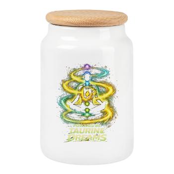 Energy Drink Powered By Taurine Dreams - Cookie Jar with Wooden Lid - white - Front