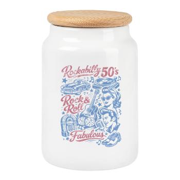 Rockabilly Vintage Rock & Roll des années 50 | Fabuleux - Boîte à biscuits avec couvercle en bois - blanc - Devant