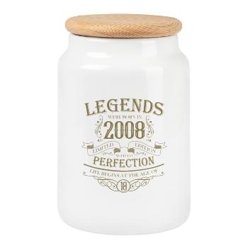 18 anniversaires 2008 Décoration vintage Legends - Boîte à biscuits avec couvercle en bois - blanc - Devant