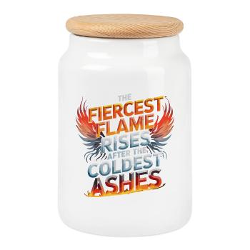La flamme la plus féroce s’élève après les cendres les plus froides - Boîte à biscuits avec couvercle en bois - blanc - Devant