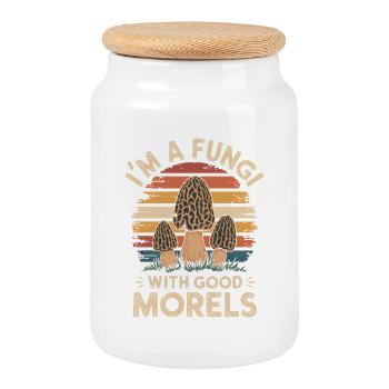 I'm A Fungi With Good Morels  - Cookie Jar with Wooden Lid - white - Front