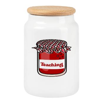 Lehrjam: Teaching is my jam - Cookie Jar with Wooden Lid - white - Front