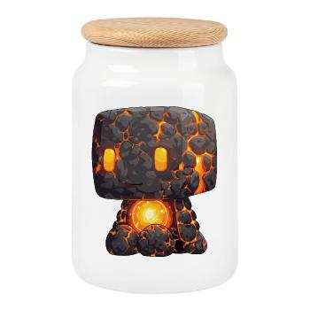 Style Golem de Lave Silex - Boîte à biscuits avec couvercle en bois - blanc - Devant