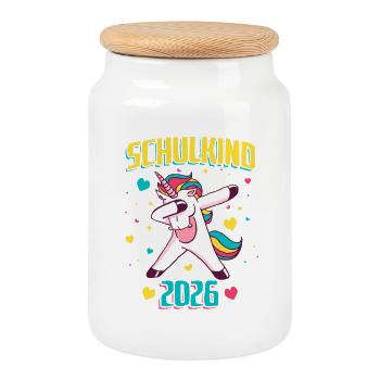 Inscription à l’école Unicorn 2026 pour les élèves - Boîte à biscuits avec couvercle en bois - blanc - Devant