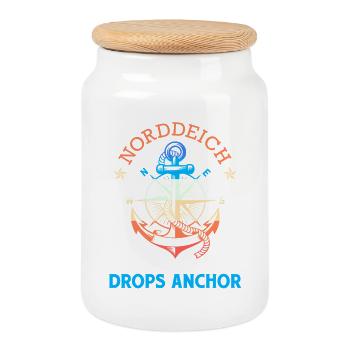 Mer du Nord DIGUE NORD OÙ MON CŒUR JETTE L’ANCRE Drôle - Boîte à biscuits avec couvercle en bois - blanc - Devant
