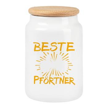 Gatekeeper Gift Idea - Cookie Jar with Wooden Lid - white - Front