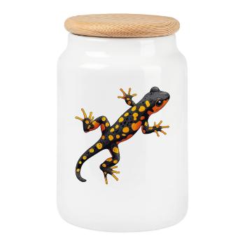 Salamandre de feu Salamandre - Boîte à biscuits avec couvercle en bois - blanc - Devant