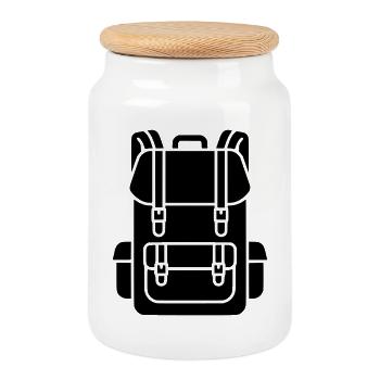 Wanderrucksack Trekking Gear - Keksdose mit Holzdeckel - Weiß - Vorne