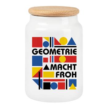 Geometry makes you happy - Cookie Jar with Wooden Lid - white - Front