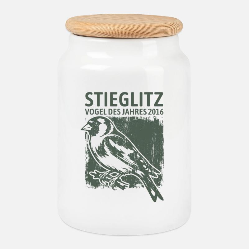 Stieglitz Vogel des Jahres 2016 - Keksdose mit Holzdeckel - Weiß