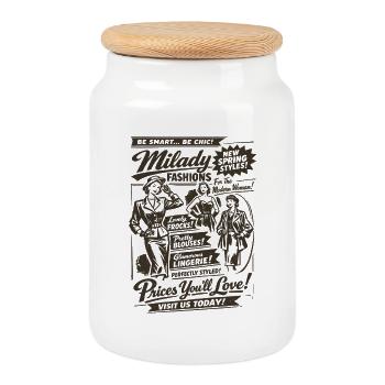 Nostalgie de la mode rétro | Femmes | Mode vintage - Boîte à biscuits avec couvercle en bois - blanc - Devant