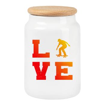 Ein Motiv nur für skater - Keksdose mit Holzdeckel - Weiß - Vorne