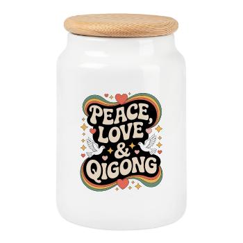 Qigong Tai Chi - Keksdose mit Holzdeckel - Weiß - Vorne