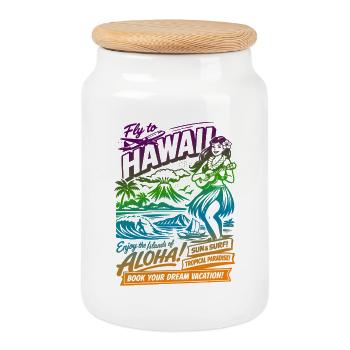 Hawaii Traumreise 50er Jahre Poster - Keksdose mit Holzdeckel - Weiß - Vorne