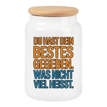 You did your best, which doesn't mean much - Cookie Jar with Wooden Lid - white - Front