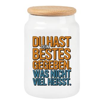 You did your best, which doesn't mean much - Cookie Jar with Wooden Lid - white - Front