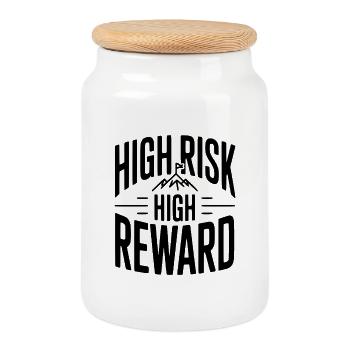 High Risk High Reward - Cookie Jar with Wooden Lid - white - Front