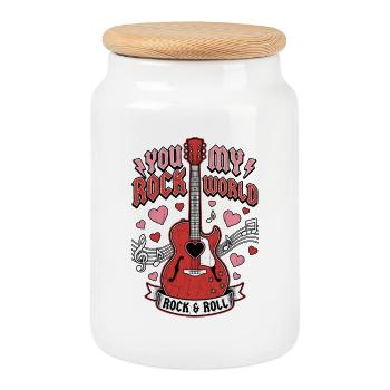 Tu fais vibrer mon monde Guitariste Musicien Valentine - Boîte à biscuits avec couvercle en bois - blanc - Devant