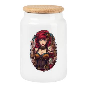 Femmes Steampunk Magnifiques Steampunk - Boîte à biscuits avec couvercle en bois - blanc - Devant