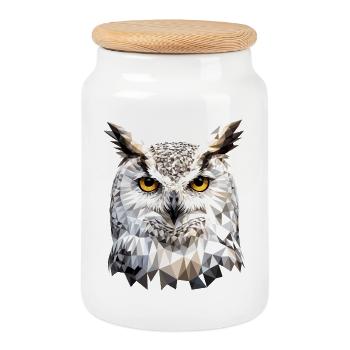Schneeeule Weiße Eule Kauz Uhu Owl Schnee Eulen - Keksdose mit Holzdeckel - Weiß - Vorne