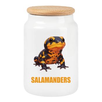 Salamandre de feu Salamandre - Boîte à biscuits avec couvercle en bois - blanc - Devant