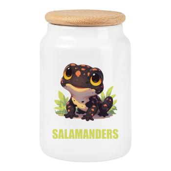 Salamandre de feu Salamandre - Boîte à biscuits avec couvercle en bois - blanc - Devant