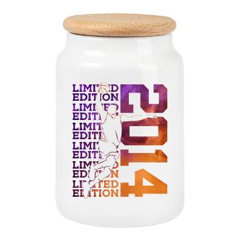 LIMITED EDITION 2014 BASKETBALL 12TH BIRTHDAY - Cookie Jar with Wooden Lid - white - Front